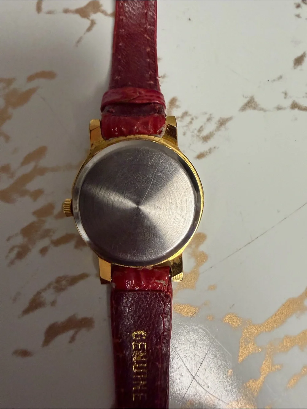 Vintage Pearl Santa Claus Quartz Watch Glitter Christmas Gold Tone Needs Band